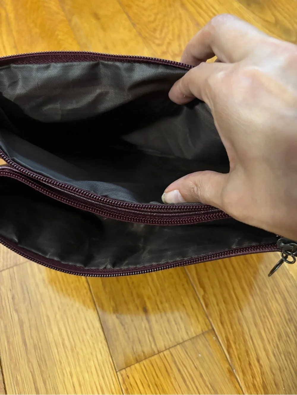 Studded Plum Leather Clutch with Turn-Lock Closure